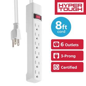 10630lw Kingtec Vietnam Hyper Tough 6-outlet Indoor Power Strip 8 Ft Extension Cord Etl Certified Whi