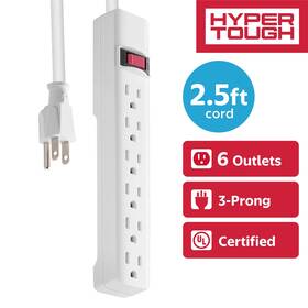 Kingtec Vietnam 705353793912 Hyper Tough 6-outlet Indoor Power Strip 2.5 Ft Extension Cord Etl Certified W