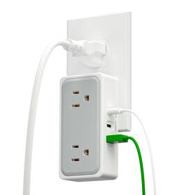 Kiudth 767552926485 Surge Protector Outlet Splitter With Usb Ports - Extender 2 Outlets An