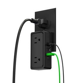 Kiudth 767552926492 Surge Protector Usb Outlet Adapter - Extender 2 Outlets And 3 Port