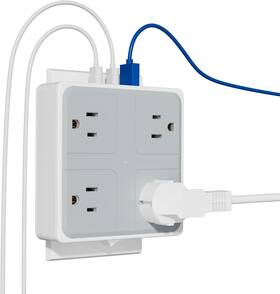 Wt-2301-wp Kiudth Surge Protector Outlet Usb Extender - 3 Splitter With White