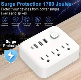Kl887702560 Kl 1pk Wall Outlet Extender Surge Protector 3 Sockets 3usb A Ports 1 Type C Port