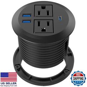 B08tm2ygr6 Klein Tools Recessed Power Grommet With Ac Outlets And 20w Usb-c Fast Charging - Desk Outlet