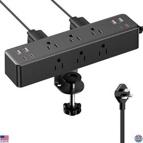 B0cnvrmymr Klein Tools 10ft Desk Clamp Power Strip 9 Ac Outlets 8 Usb Ports Surge Protector