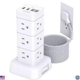 B0dkjs95fw Klein Tools 10ft Power Strip Tower 12 Outlets And 4 Usb Ports Flat Plug For Home Office