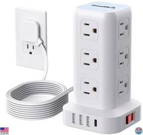 B0dp33vqjk Klein Tools Power Strip Tower 16 In 1 12 Ac Outlets 4 Usb Ports 6.5 Ft Cord Surge