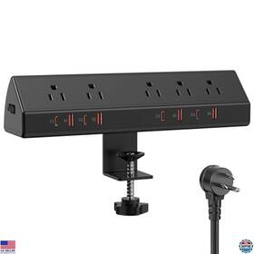B0dr4kwvcs Klein Tools Desk Clamp Power Strip 65w 4 Usb-c 5 Outlets Surge Protector 6 Ft Cable