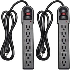 Kmc 313106024031 6-outlet Surge Protector Power Strip 2-pack 900 Joules 4-foot Extension Co