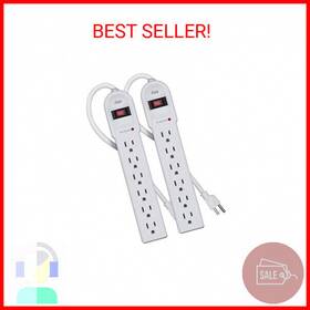 Kmc 445041177176 6-outlet Surge Protector Power Strip 2-pack Overload Protection 4-foot Cor
