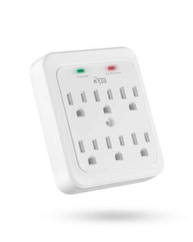 6-outle Kmc 680613303158 Wall Surge Protector 980 Joule Plug Adapter Power Strip White