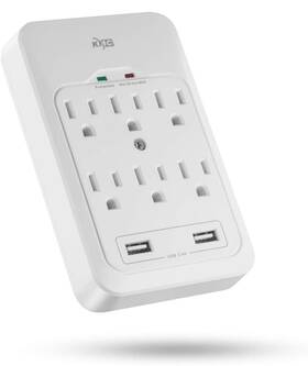 Kmc 680613303165 6-outlet Surge Tap 2 Usb Ports 3.4a 980 Joules Protector White
