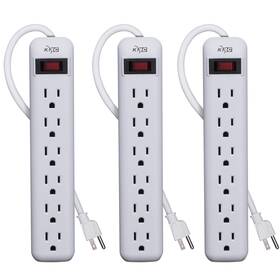 Kmc 908923786350 6-outlet Power Strip 3-pack Overload Protection 3-foot Cord White
