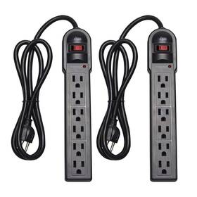 Kmc 934986295713 6-outlet Surge Protector Power Strip 2-pack 900 Joules 4-foot Extension Cor