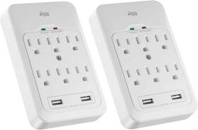Kt-30621 Kmc 6-outlet Surge Tap 2 Usb Ports 3.4a 980 Joules Pack White