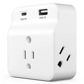 Kt-37 Kmc Usb-c Pd Surge Protector 3-outlet Wall Tap Power Delivery White