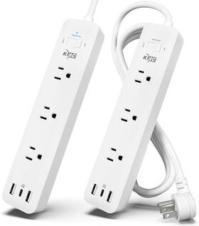 Xfl87 Kmc Usb-c Pd Surge Protector 3-outlet Power Strip 2-pack 30w 2 Pack White
