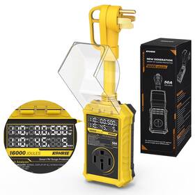Kr6484-wm Kohree Rv Surge Protector 50 Amp 125v/250v 16000 Joules Yellow