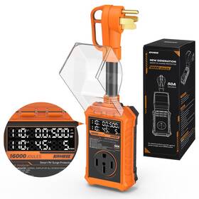 Kr6493f-ko-us-fba Kohree Rv Surge Protector 50 50a 16000 Joules Orange Real-time Display