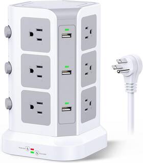 1500j Koosla 313110678671 Power Strip Tower By 15a Surge Protector - 12 Ac Multiple Outlet