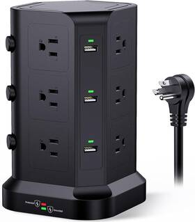 1500j Koosla 711181773316 Power Strip Tower By 15a Surge Protector - 12 Ac Multiple Outlet