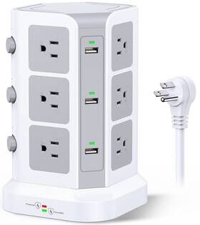 1500j Koosla 799132959972 Power Strip Tower By 15a Surge Protector - 12 Ac Multiple Outlets A