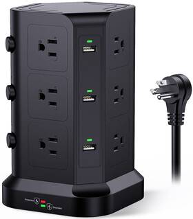 1500j Koosla 799132959989 Power Strip Tower By 15a Surge Protector - 12 Ac Multiple Outlet