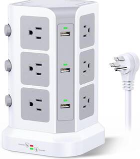 Sp1126u Koosla Power Strip Tower By 15a 1500j Surge Protector - 12 Ac Multiple Outlet