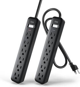Kt-10631 313023953957 Kmc 6-outlet Power Strip 2-pack 2-foot Short Extension Cord With Multiple Outl