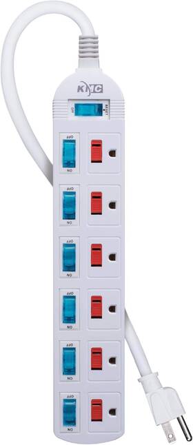 Kt-kmc 313044935994 6 Outlet Power Strip With Multi-outlet Independent Switches Overload Protec