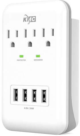 C2604cx Kt-kmc 3-outlet 4 Usb Wall Mount 900j Surge Protector 5v Charging Etl Listed