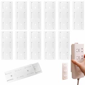 Kukiwhy 765074090110 12 Pack Adhesive Punch Free Socket Holder Self-adhesive Desktop Fixer