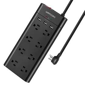 Kungear 729920505845 Wandofo 12foot Extra Long Cord Power Strip Surge 12 Feet Black