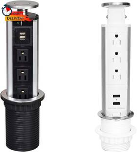 Kungfuking 313020048007 Pop Up Outlet For Countertop Receptacle Power Strip With 3 Ac 2 Usb Port