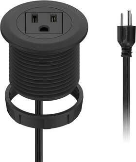 43222-4827 Kungfuking Mini Desktop Power Hub Grommet Socket Flush-mount Desk Outlet Black-6.56ft