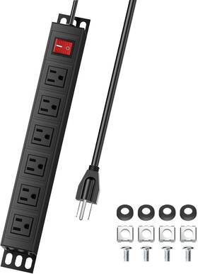 Kungfuking 445045899869 6 Outlets Heavy Duty Power Strip Mountable Metal Outlet Rack Mount