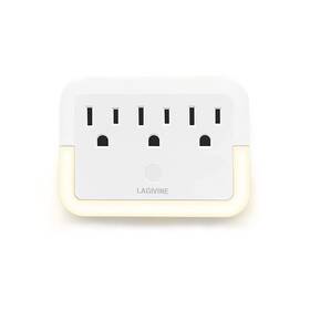 Lagivine 784117346304 Multi Plug Wall Mount Outlet Adapter Extender With Light-sensing Powe