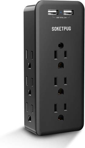 Lakerpower 445029770733 Surge Protector 11 In 1 Multi Plug Outlet Extender With 2 Usb Charging Ports