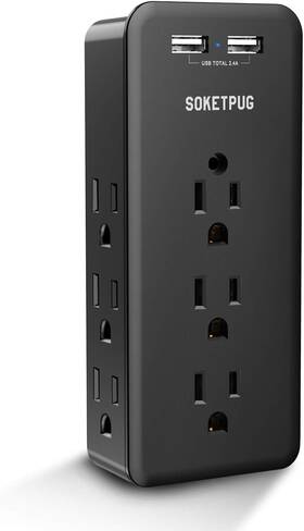 Lakerpower 744759501394 Surge Protector 11 In 1 Multi Plug Outlet Extender With 2 Usb Charging Ports