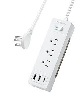 Onsk-118 Leadchuang 1875w Power Strip Ultra-flat Plug Extension Cord Usb C Ports - White