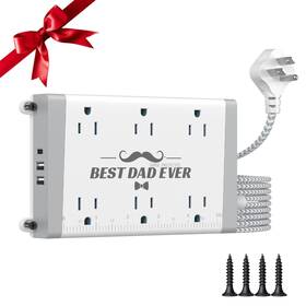 Leekyrin 768561765775 Wall Mount Power Strip With Surge Protector - 6 Outlets 3 Usb Usb-c 15w 6f