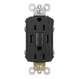 1597trusbaabk Legrand Radiant 15a 125v Tr Gfci Decorator Outlet With Usb A/a Black
