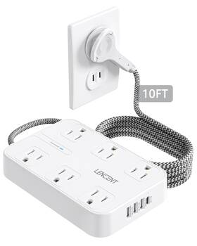 Sk016usjp-3m Lencent 2 Prong Power Strip 3 To Outlet Adapter Two Surge Pro