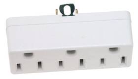 698-w-15 Leviton 078477794005 Amp 125 Volt Grounding Triple Outlet Adapter White
