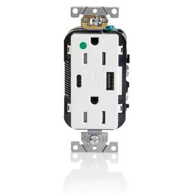 Leviton 078477893425 Heavy-duty Hospital Tamper Resistant Type A-c Usb Charger Receptacles 15 Amp
