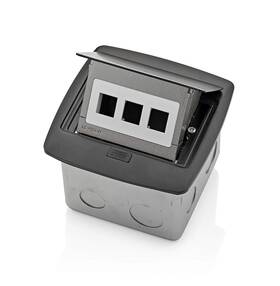Pfqp3-mb Leviton 078477950364 Pop-up Floor Box With 3-port Quickport Insert Black