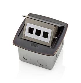 Pfqp3-bz Leviton 078477950494 Pop-up Floor Box With 3-port Quickport Insert Bronze