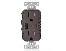 Leviton Manufacturing 078477841365 Decora Usb Type-a Wall Outlet Charger 15a Brown