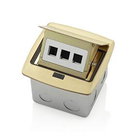 Pfqp3-br Leviton Pop-up Floor Box With 3-port Quickport Insert Brass