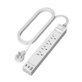 Le5s-4rac2-w Lider Outlet Extender 4-outlet Power 2 Usb-c 5ft Cord Protector Ul-listed White