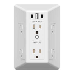 Leo-642ac2-w Lider 6 Outlet Surge Protector Extender With 20w 4.2a 3 Usb Type A/c Chargers Tamp